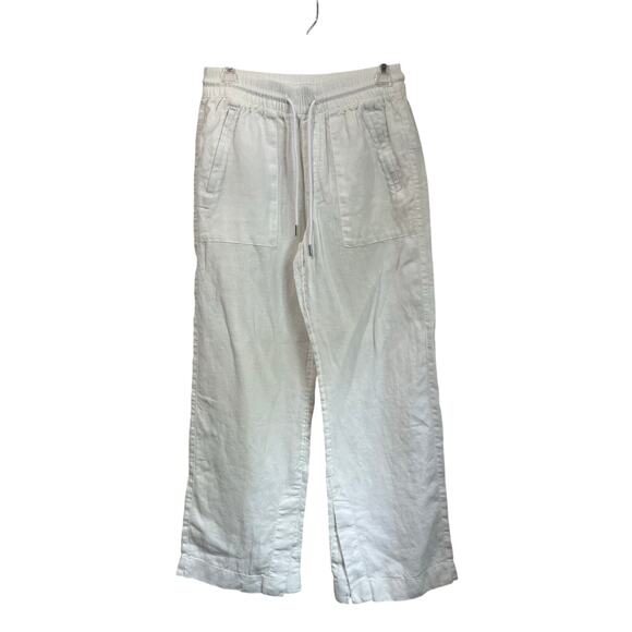 Athleta Retreat Linen Pants Woman White Wide Leg Summer Pockets Size 2 533474 - Picture 2 of 9